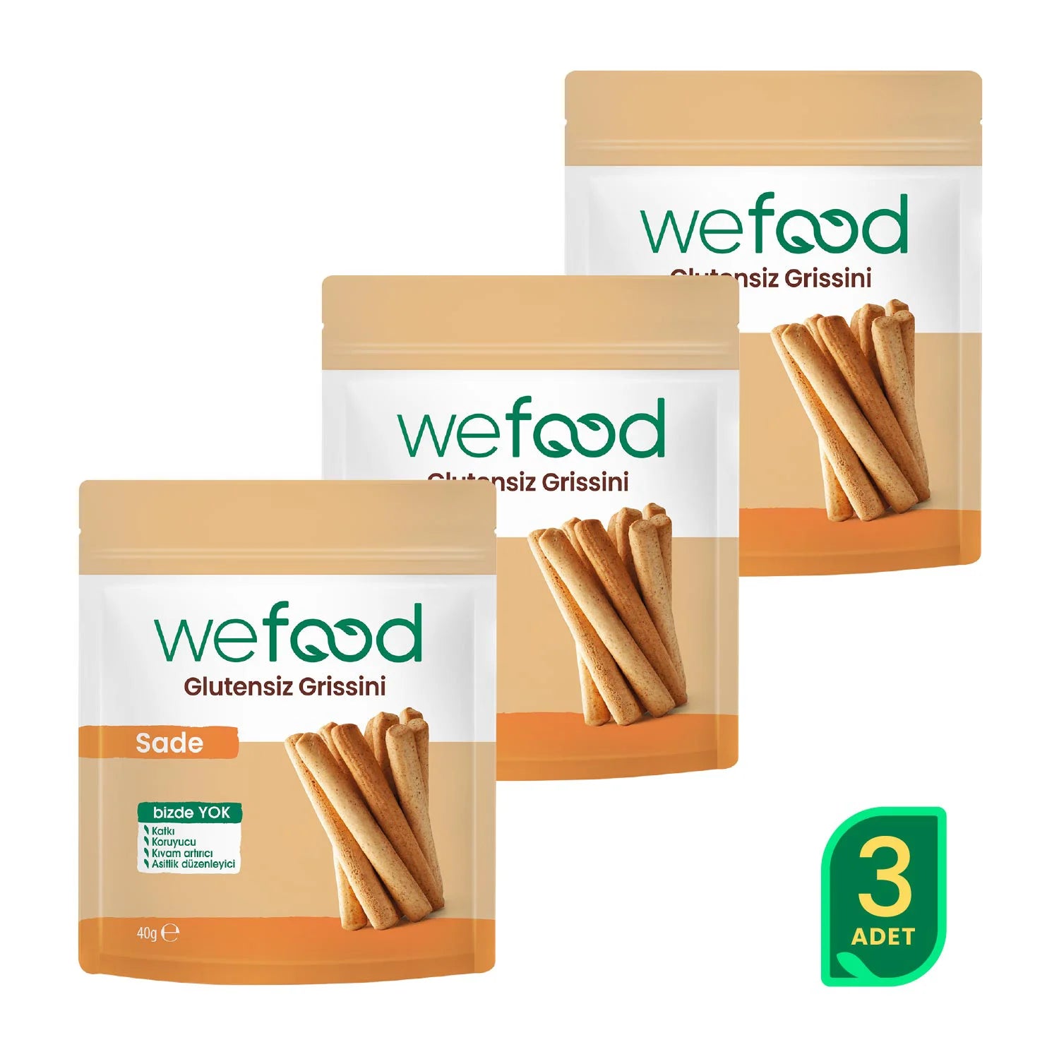Wefood Glutensiz Grissini Sade 40 g 3'lü